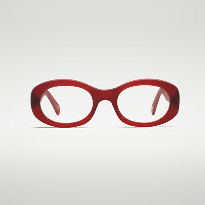 Front view of Cosmic Cherry Matte optical frame