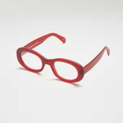 Perspective view of Cosmic Cherry Matte optical frame