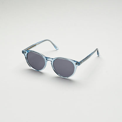 Mireye Air sunglasses in light blue crystal, perspective view.