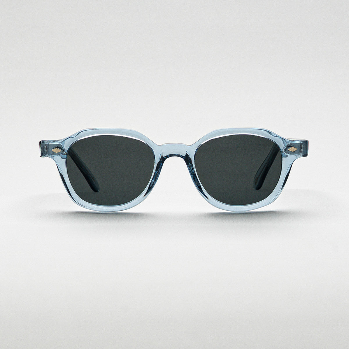 Mireye Earth sunglasses in crystal blue, front view.