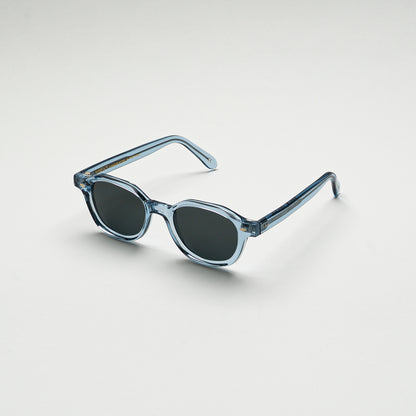 Mireye Earth sunglasses in crystal blue, perspective view.
