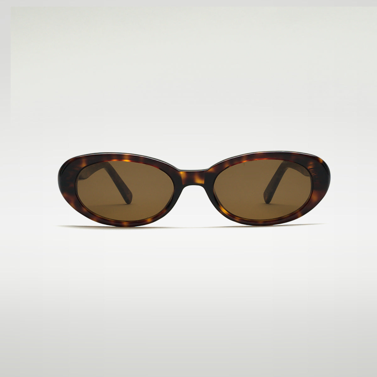 Mireye Emmy sunglasses in tortoise, front view.