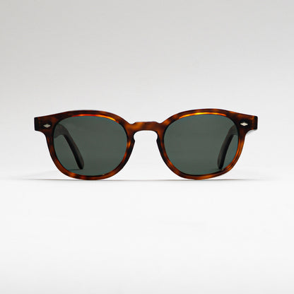Mireye Fire sunglasses in tortoise, front view.