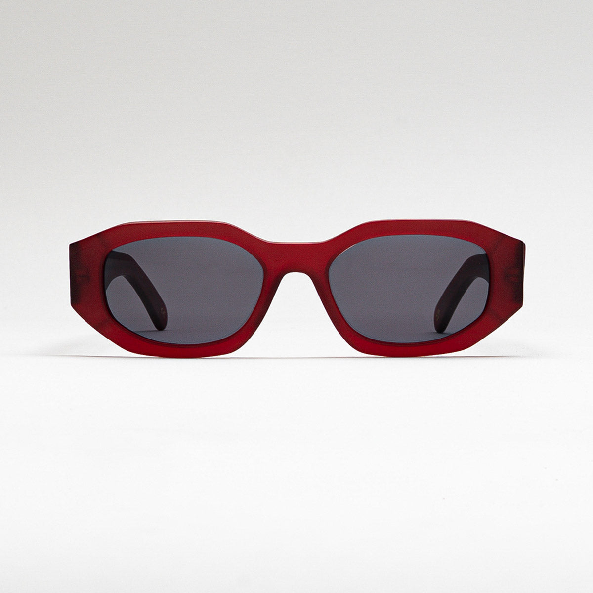 Mireye Kalahari sunglasses in cherry matte, front view.