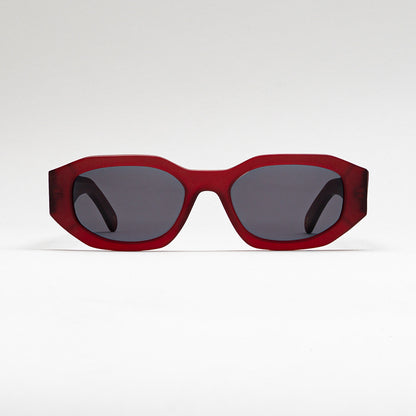 Mireye Kalahari sunglasses in cherry matte, front view.