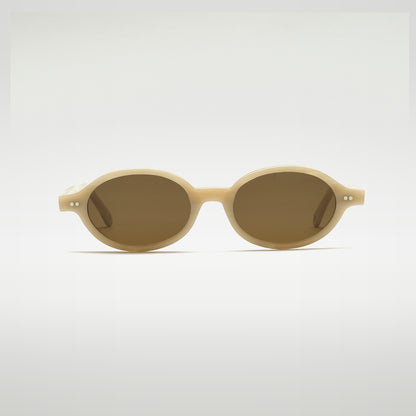 Mireye Kirra sunglasses in white pearl, front view.
