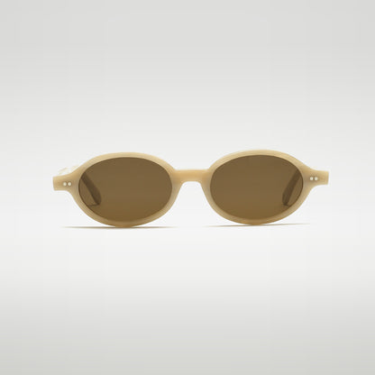 Mireye Kirra sunglasses in white pearl, front view.