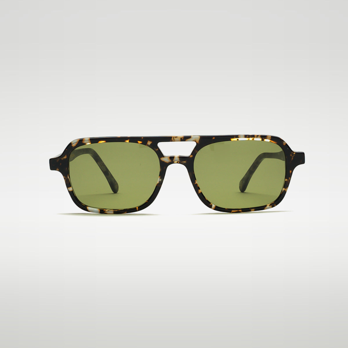 Mireye Mikuni sunglasses in ember tortoise, front view.