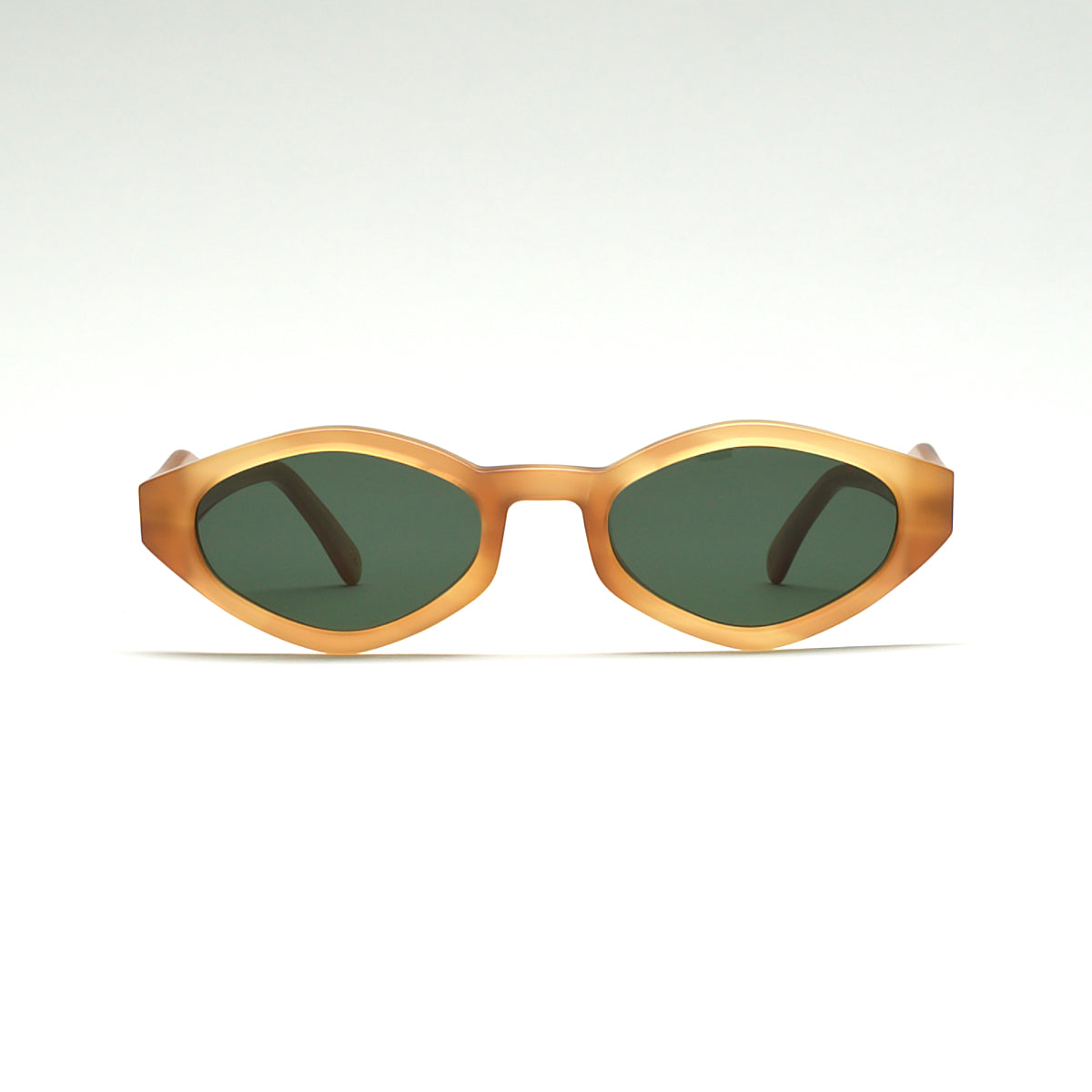 Mireye Wicklow sunglasses in honey green, front view.