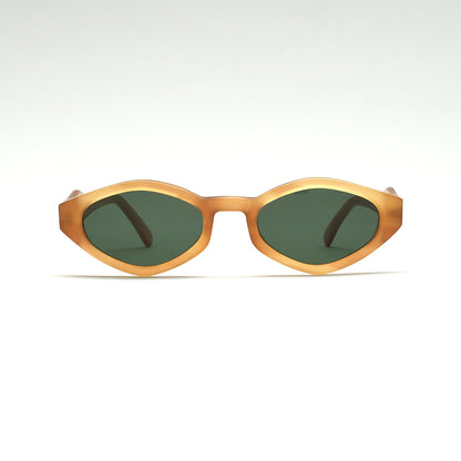 Mireye Wicklow sunglasses in honey green, front view.