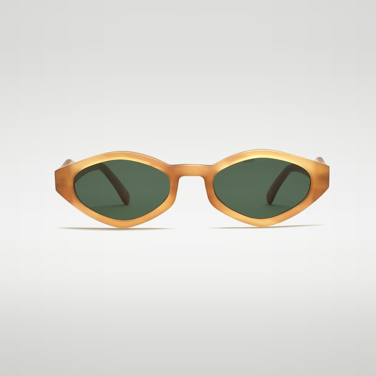 Mireye Wicklow sunglasses in honey green, front view.