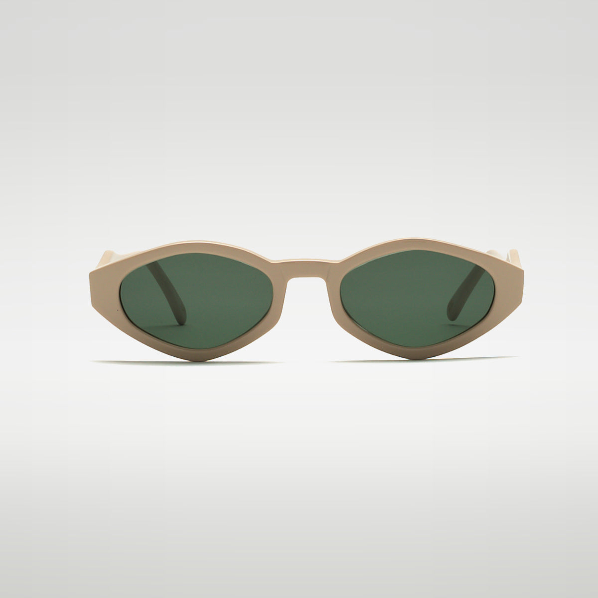Mireye Wicklow sunglasses in nude green, front view.