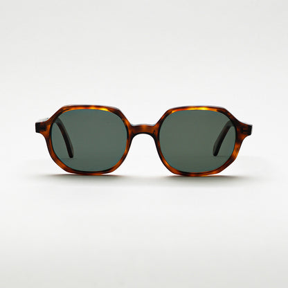 Mireye Zicattela sunglasses in tortoise, front view.