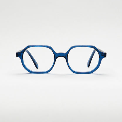 Front view of Zicatela Dark Blue Crystal optical frame