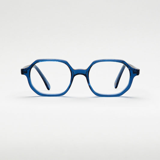 Front view of Zicatela Dark Blue Crystal optical frame