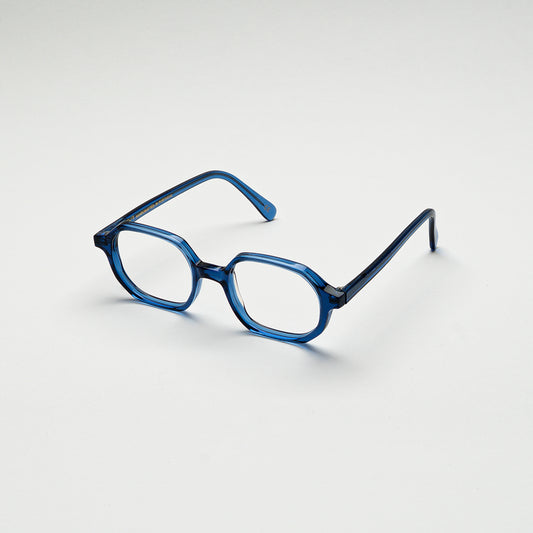 Perspective view of Zicatela Dark Blue Crystal optical frame